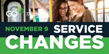 November Service Changes, young women riding the bus